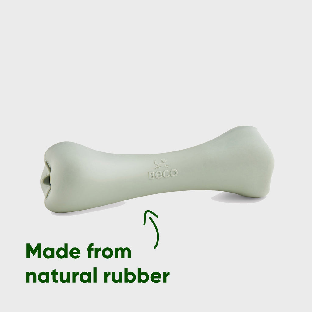 Beco Rubber Toys Green Natural Rubber Treat Bone