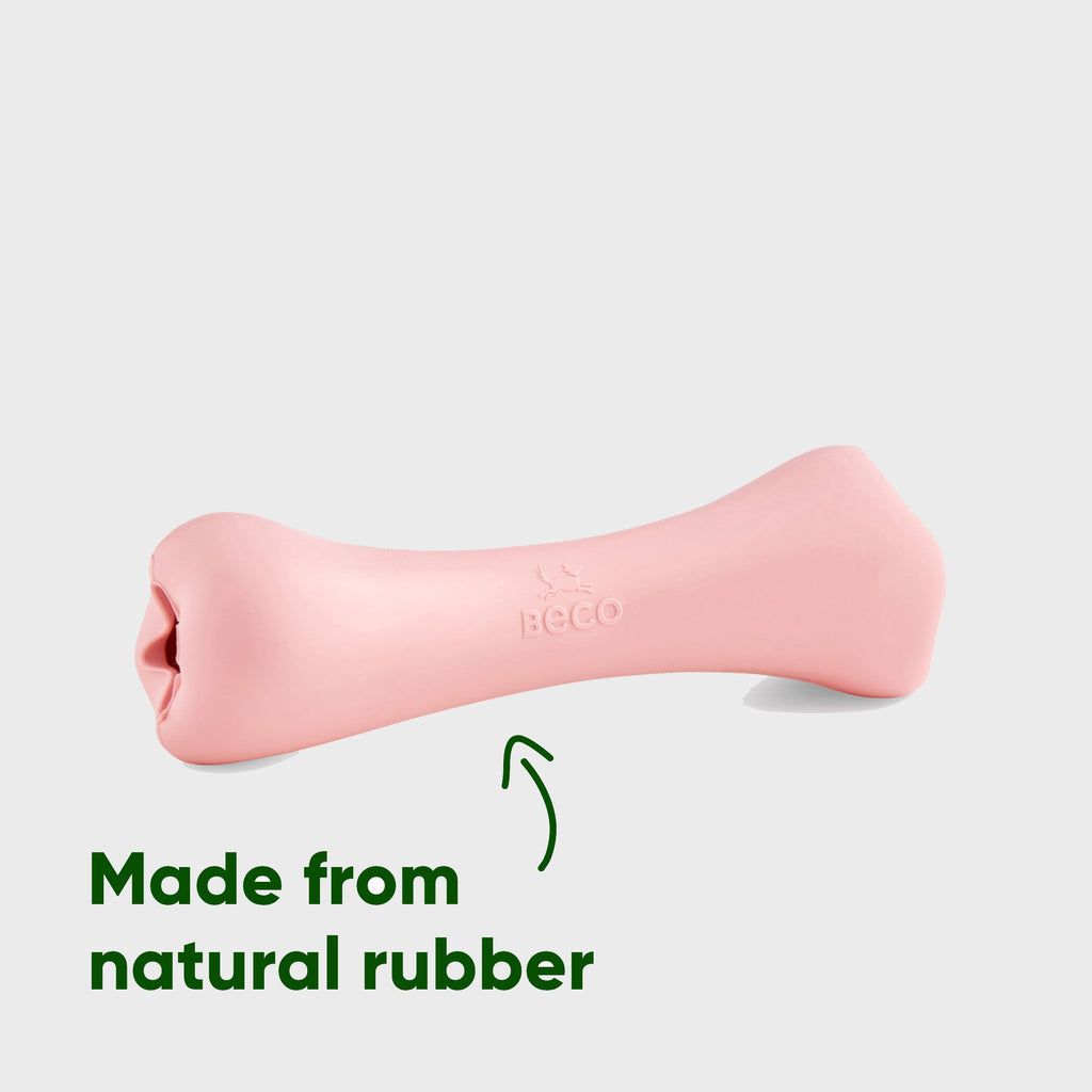 Beco Rubber Toys Pink Natural Rubber Treat Bone