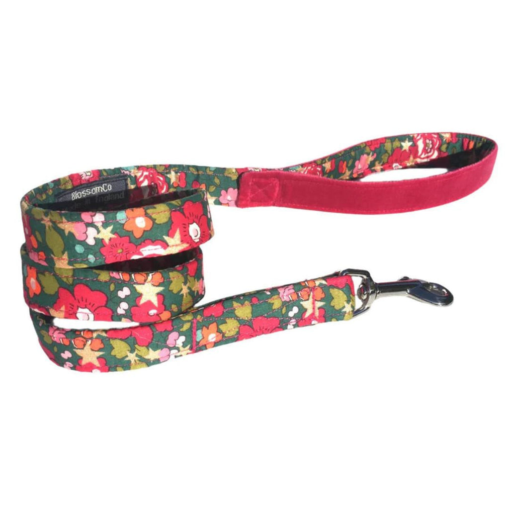 BlossomCo Dog Lead Betsy Star - Liberty Print Christmas Dog Lead