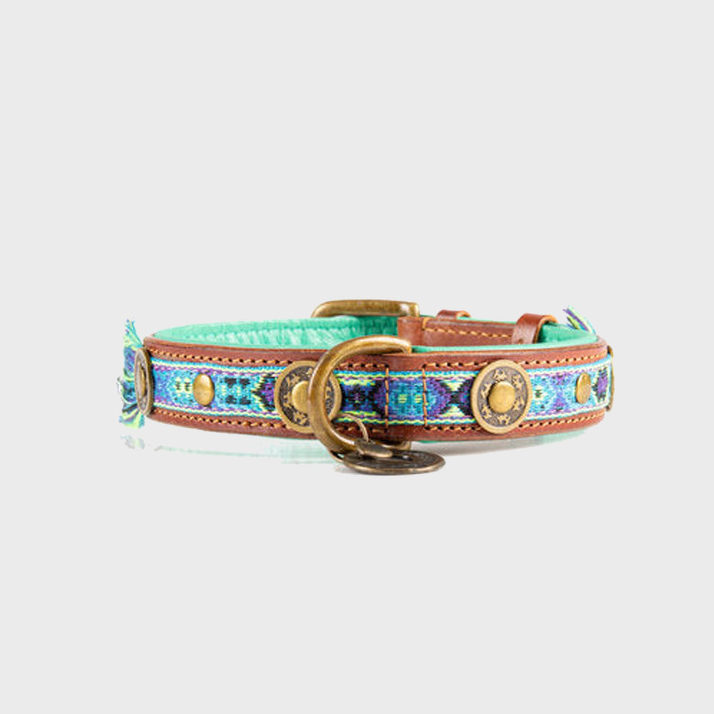 Boho Juan Blue Leather Dog Collar - Dog with a Mission - Slickers ◊ Doghouse