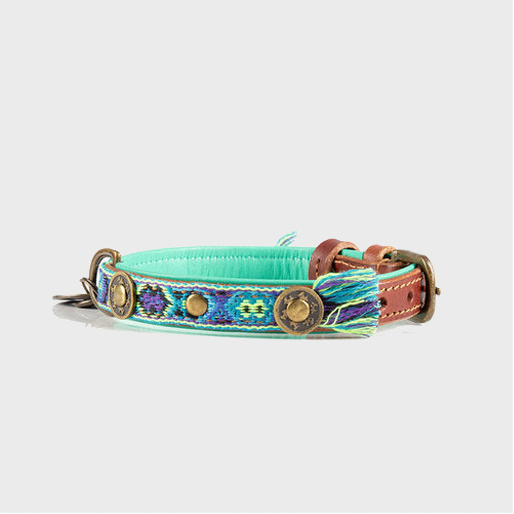 Boho Juan Blue Leather Dog Collar - Dog with a Mission - Slickers ◊ Doghouse