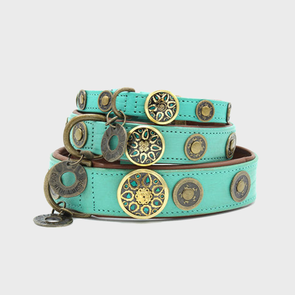 Lords and Labradors Collar Leather Turquoise Rebel Dog Collar - Dog with a Mission