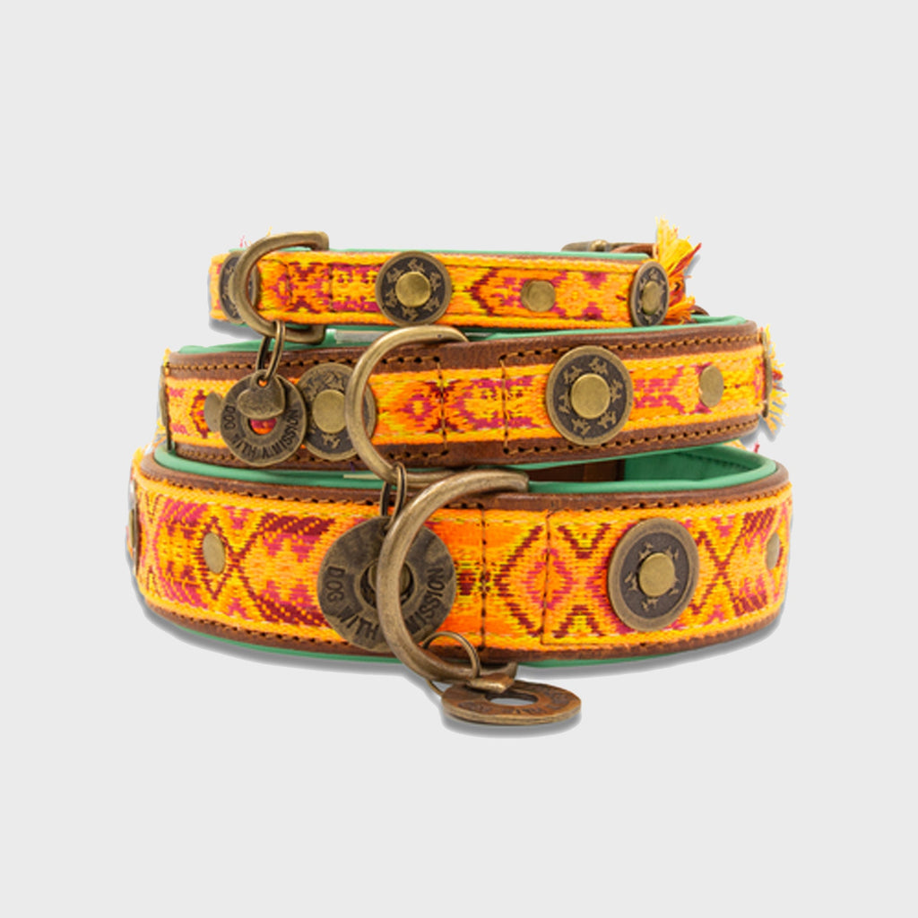 Lords and Labradors Collar Orange Leather Boho Chica Dog Collar - Dog with a Mission