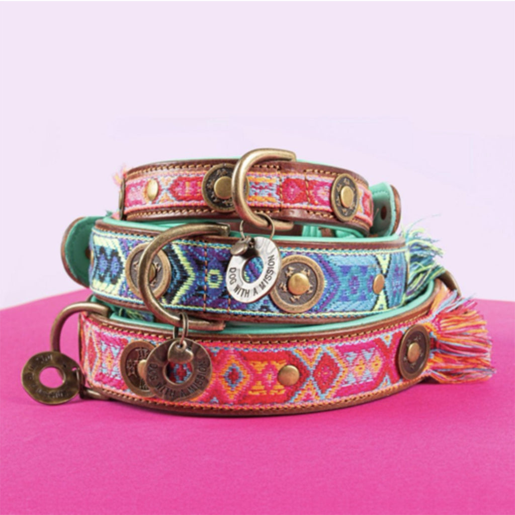 Lords and Labradors Collar Pink Boho Rosa Dog Collar - Dog with a Mission