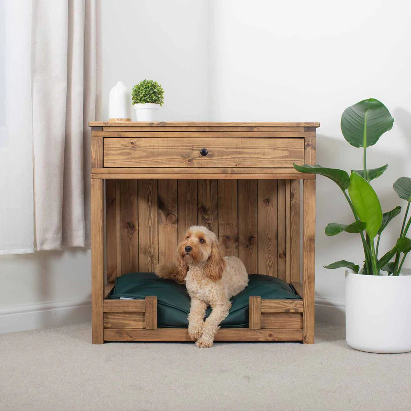 Wooden Broadsand Open Dog Crate with Drawer - Slickers ◊ Doghouse