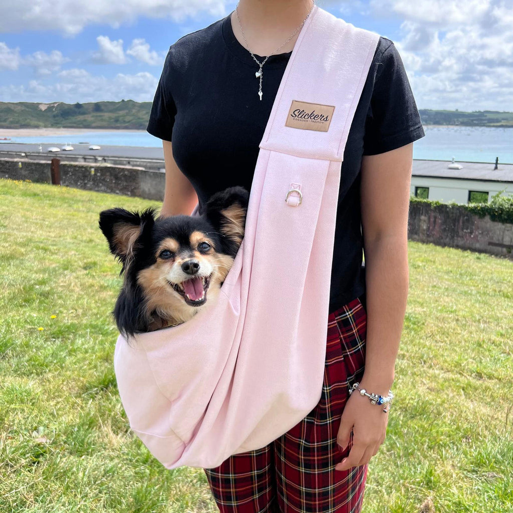 Slickers ◊ Doghouse Dog Carrier Limited Edition Blush Pink Tweed Dog Sling