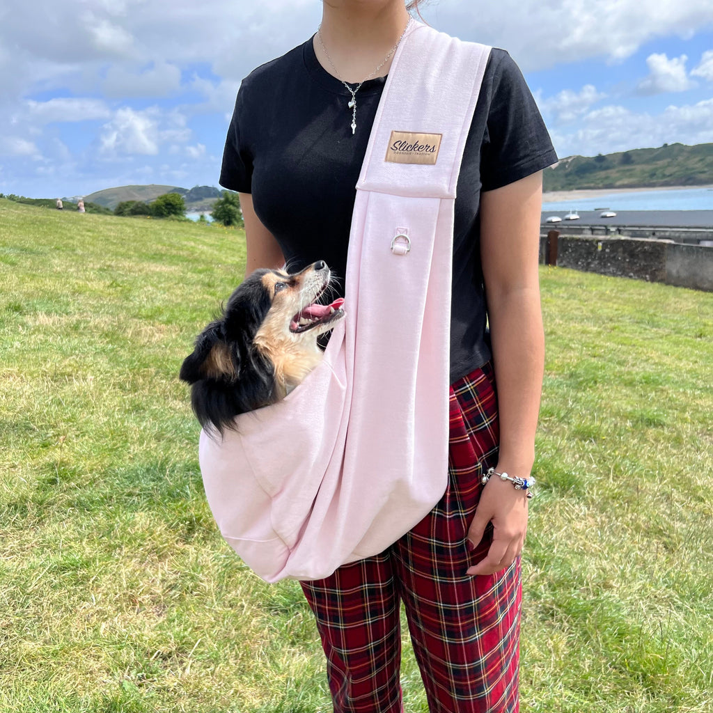 Slickers ◊ Doghouse Dog Carrier Limited Edition Blush Pink Tweed Dog Sling